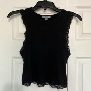 Black Laced Sleeve Tank Top